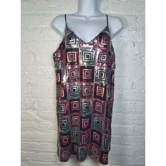 ZARA NYE SEQUIN BOHO SQUARE PATHWORK MINI DRESS - Picture 11 of 16